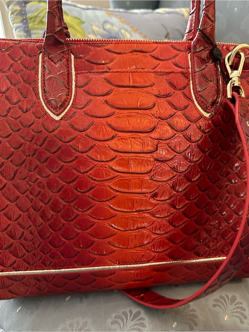 Brahmin Heat Brasilia Large Caroline Embossed Leather Satchel - Picture 10 of 10